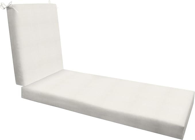 Honeycomb Outdoor Heritage Chaise, 23 x 75, Textured Solid Bone Chair Cushion by Honeycomb