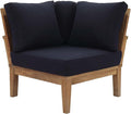 Modway Marina Outdoor Patio Teak Corner Sofa in Natural Navy by Modway