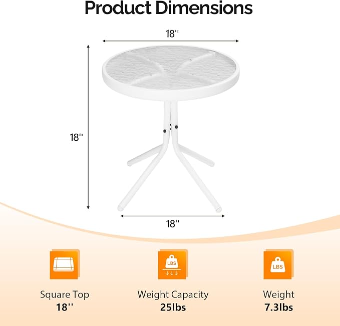 VINGLI Outdoor Side Table, Weatherproof Small Tables - Image 3