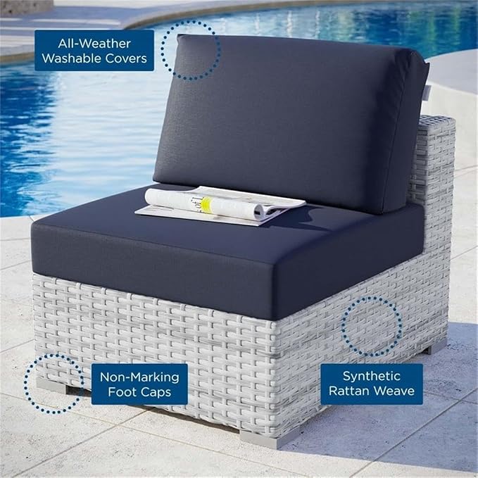 Modway EEI-4298-LGR-NAV Convene Outdoor Patio Chair Armless, Light Gray Navy - Image 9