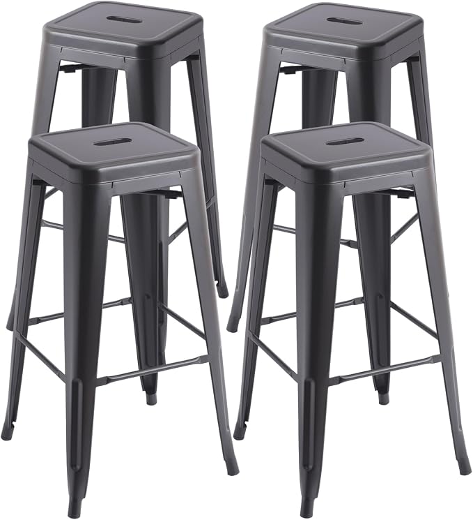 Stackable Metal Bar Stool Backless Indoor-Outdoor Counter Stools Fullmetal by VENIHOME