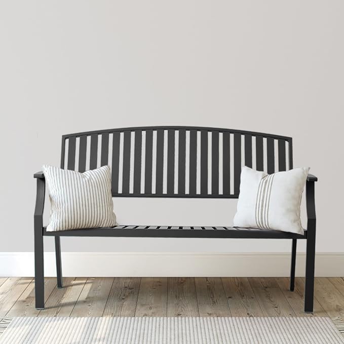 52" Outdoor Bench Weatherproof, Rust-Resistant Aluminum Metal Patio Garden Bench by Eongdn