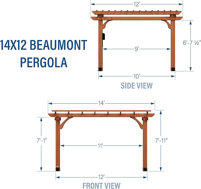 Backyard Discovery Beaumont 14' x 12' Traditional Cedar Wood Pergola Kit - Image 3
