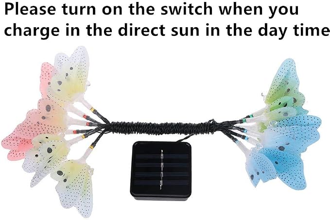 Butterfly Solar String Lights Outdoor, Waterproof 12 LED Solar Fairy Lights - Image 6
