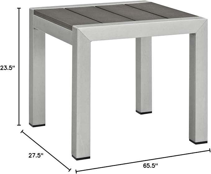 Modway Shore 3-Piece Aluminum Outdoor Patio Furniture Set in Silver Orange - Image 2