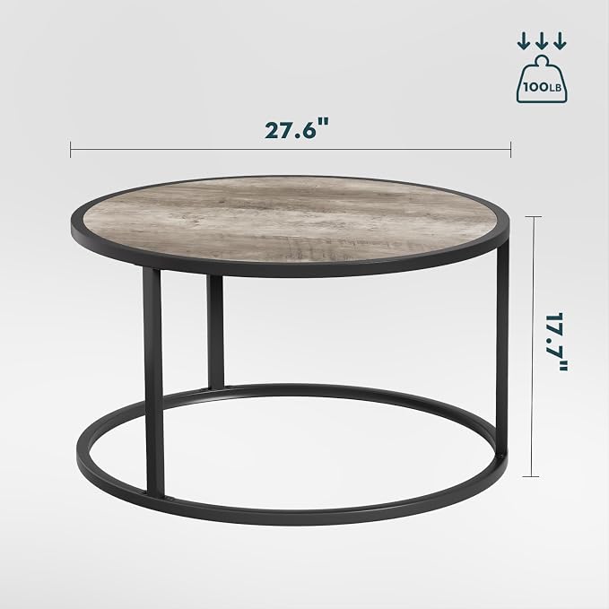 SAYGOER Small Round Coffee Table, Modern Coffee Tables - Image 2