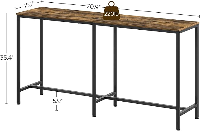 70.8" Long Bar Table, Counter Bar Height Table, High Top Table, Rectangular - Image 7