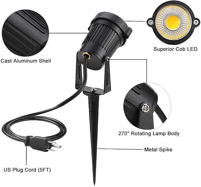 Romwish LED Landscape Spotlights, 10W Outdoor Spotlights - Image 4
