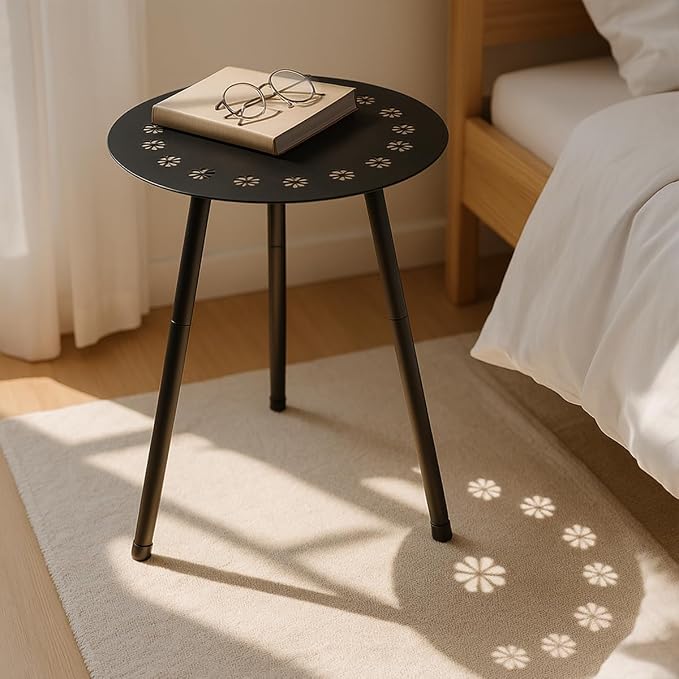Outdoor Side Table Set of 2 Patio Round Tables - Image 9