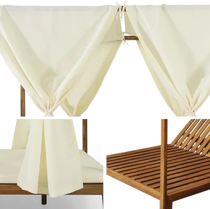 Solid Acacia Wood Daybed for Patio, Outdoor Double Sunbed - Image 3