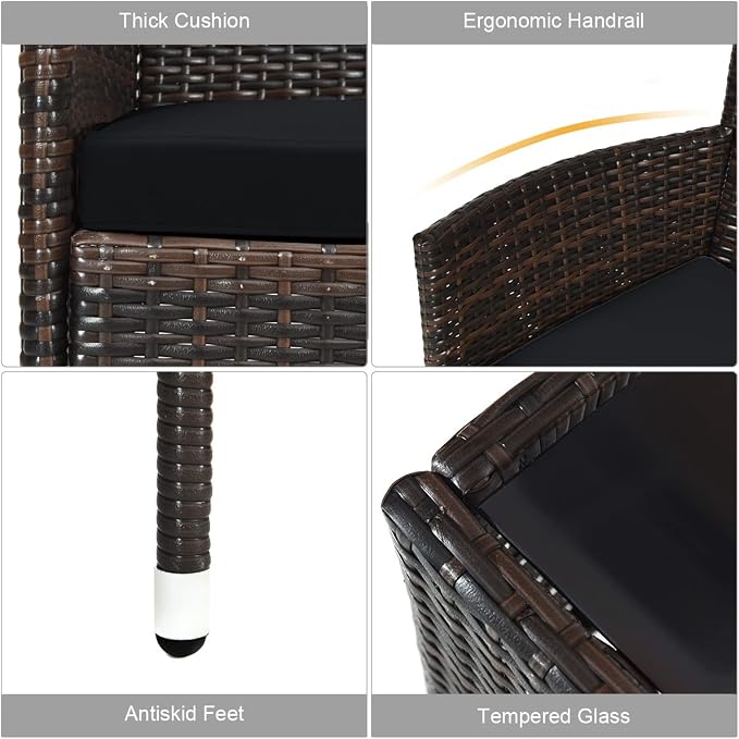 COSTWAY 8PCS Rattan Patio Furniture Set, Outdoor Wicker Rattan Chairs - Image 8
