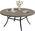 Patio Dining Table for 6-8, Round Metal Outdoor Table by VOXBIN
