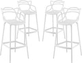 Modway Entangled Modern Molded Plastic Four Bar Stools in White by Modway