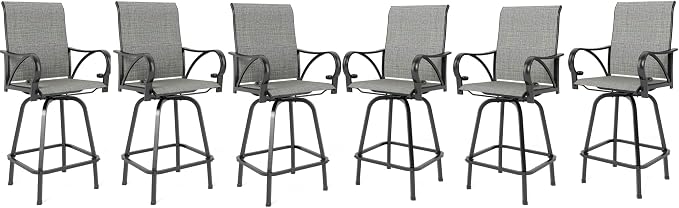 MFSTUDIO Outdoor Bar Stools Set of 6, Swivel Bar Height Patio Chairs Outdoor by MFSTUDIO