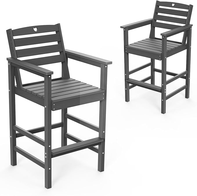 Patio Bar Table, Adirondack Chairs and Table 2 Pieces Set, Bar Height Chairs by Orbcove