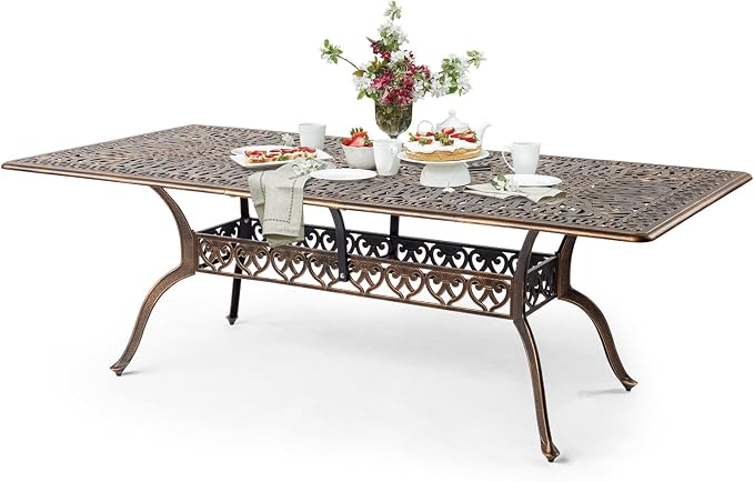 VINGLI 8-Person Outdoor Dining Table, Metal Dining Table by VINGLI
