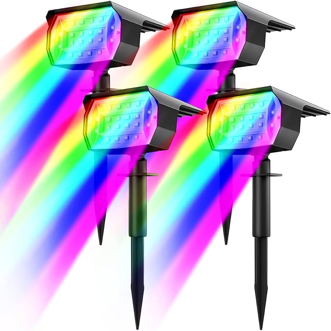 nipify 4 Pack Solar Spot Lights Outdoor Color Changing, 7 Modes Halloween RGB by Nipify