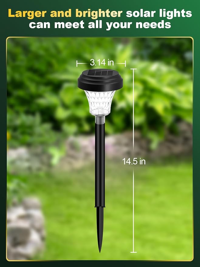 ROOR Ultra Bright Solar Lights 8 Pack, Outdoor Solar Yard Pathway Lights - Image 7