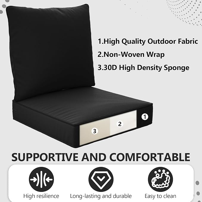 24" x 24" x 6" Outdoor Deep Seat Cushions Set - Image 5