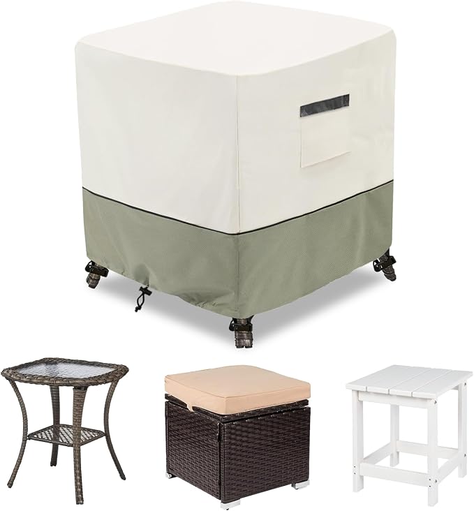 Patio Wicker Side Table Cover, Waterproof Square Patio Small Side Table Cover by LSongSKY