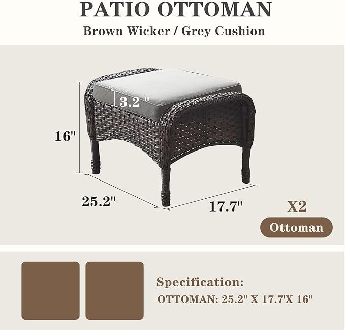 Belord Outdoor Ottomans for Patio Foot Rest - Image 3