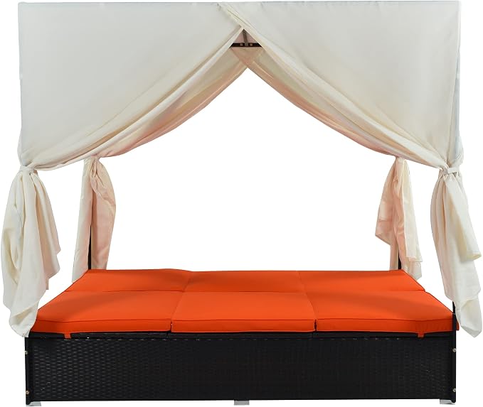 Wicker Metal Outdoor Bed Lounger - Image 6