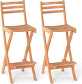 Tangkula Patio Folding Barstool Set of 2, Outdoor Portable High Top Acacia Wood by TANGKULA