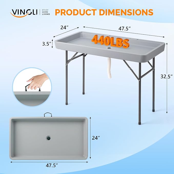 VINGLI 46" Extra LargeFolding Party Ice Cooler, Portable Tailgate Camp Fishing - Image 2