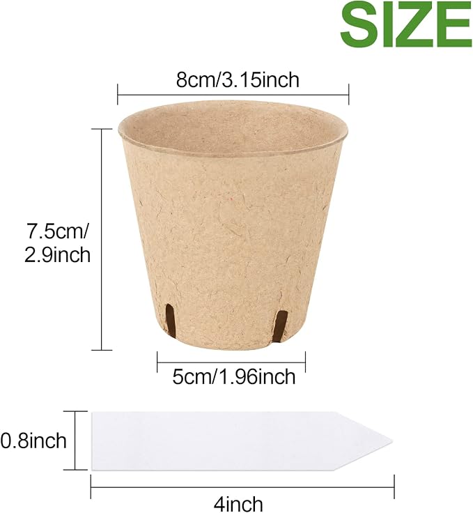 100PCS Peat Pots, 3.15Inch Seed Starting Pots - Image 3