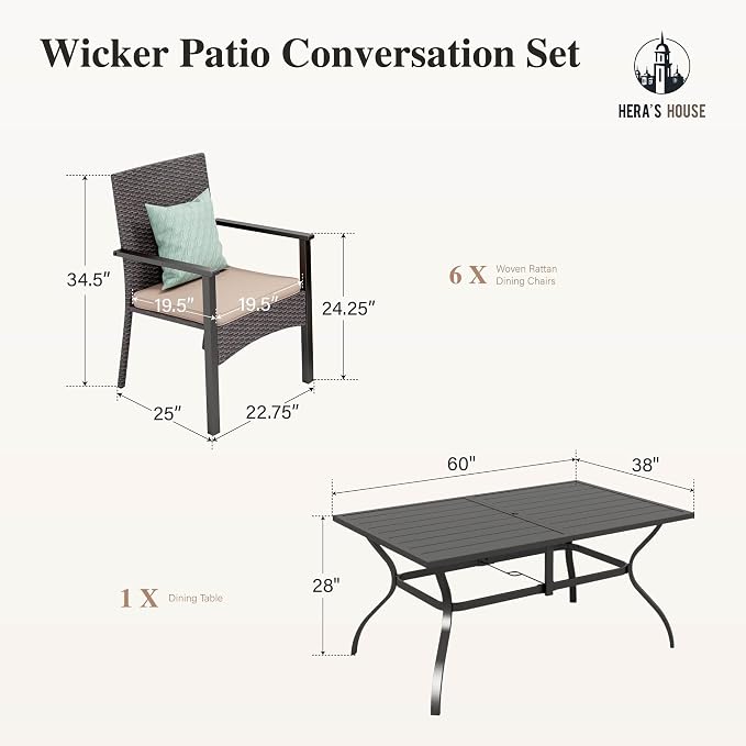 HERA'S HOUSE 7 Pieces Patio Dining Set - Image 7