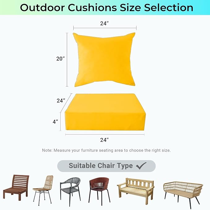 Outdoor Cushions for Patio Furniture, Outdoor Seat Cushion Set 24 x 24 x 4 Inch - Image 8