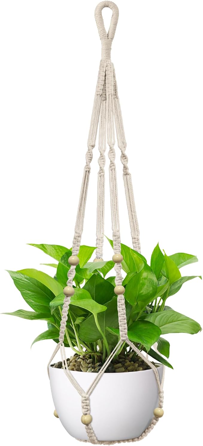 USLAI Macrame Plant Hanger Indoor Outdoor, Fits 4 to 15 Inch Pots, Strong by USLAI