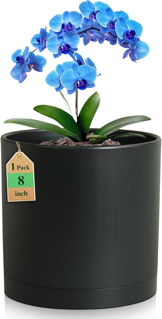 8 Inch Medium Plant Pots for Indoor Outdoor Plants, Cylinder Deep Flower Pots by WSMKSZ
