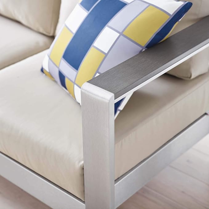 Modway Shore Aluminum Metal Outdoor Patio Sofa - Image 8