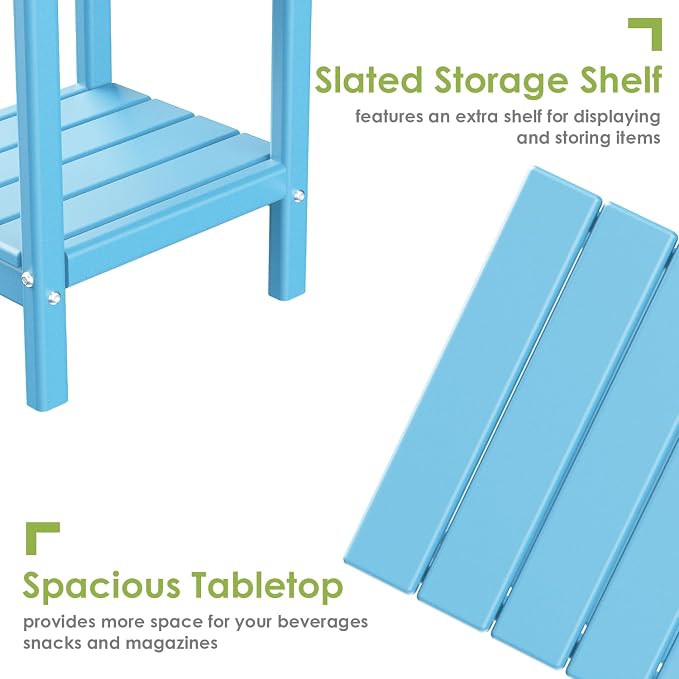 GREENVINES Adirondack-Outdoor-Side-Table | Set of 2 | 14 x 13 Inches | HDPE - Image 5