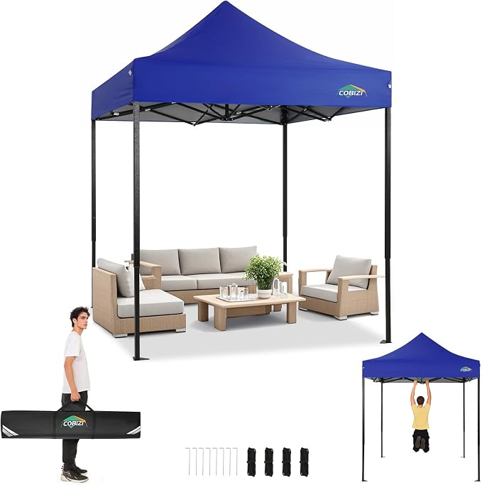 COBIZI 6.6x6.6 Heavy Duty Pop up Canopy Tent Without Sidewalls, Easy Set-up by COBIZI