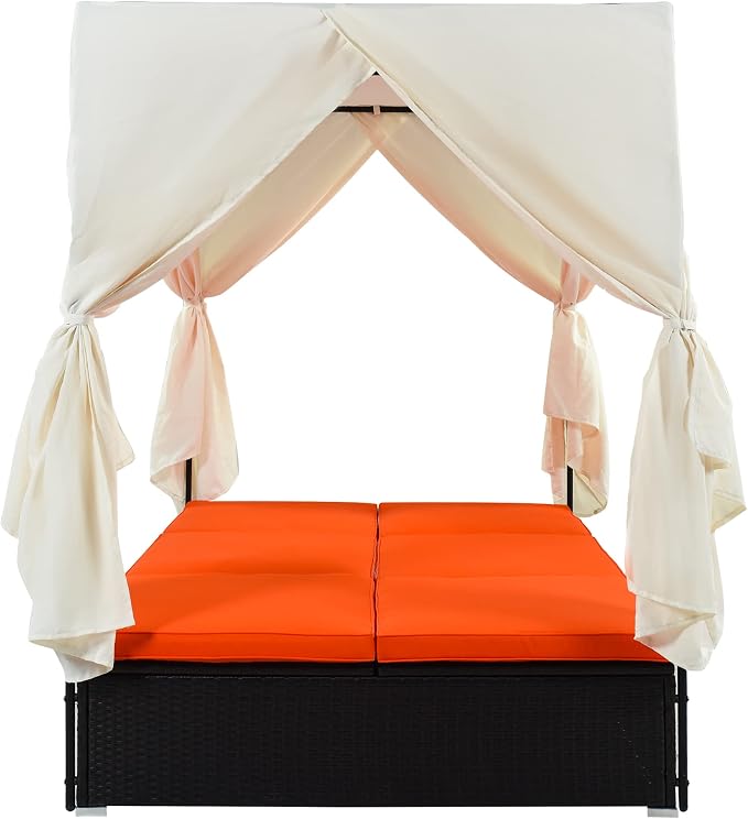 Wicker Metal Outdoor Bed Lounger - Image 5