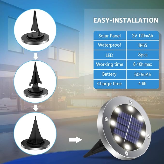 Solar Ground Lights 16 Packs, Garden Solar Outdoor Waterproof Pathway Bright - Image 2