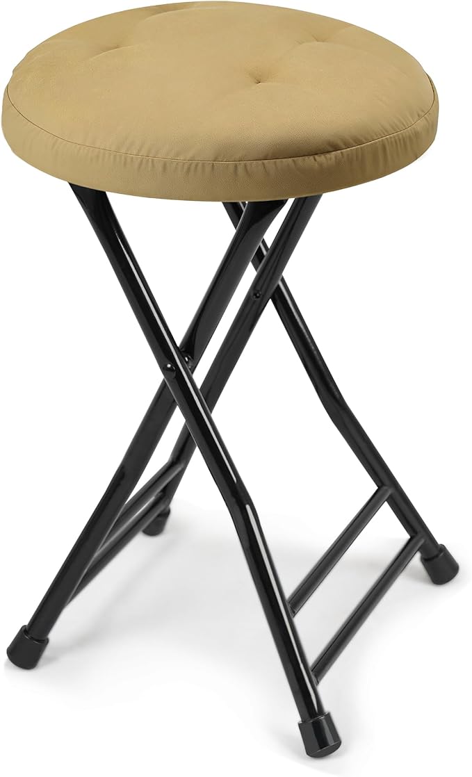 Folding Stool with Seat Cushion, Folding Chair with Handle, Folding Bar Stool by COOZMENT