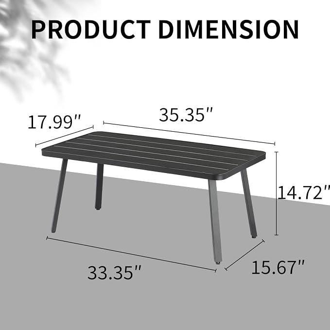 VINGLI Small Steel Outdoor Patio Coffee Table, Weather Resistant Metal Outdoor - Image 3