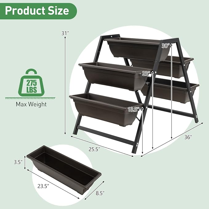 Giantex Set of 2 Vertical Raised Garden Bed, 5 Planter Boxes Container - Image 4