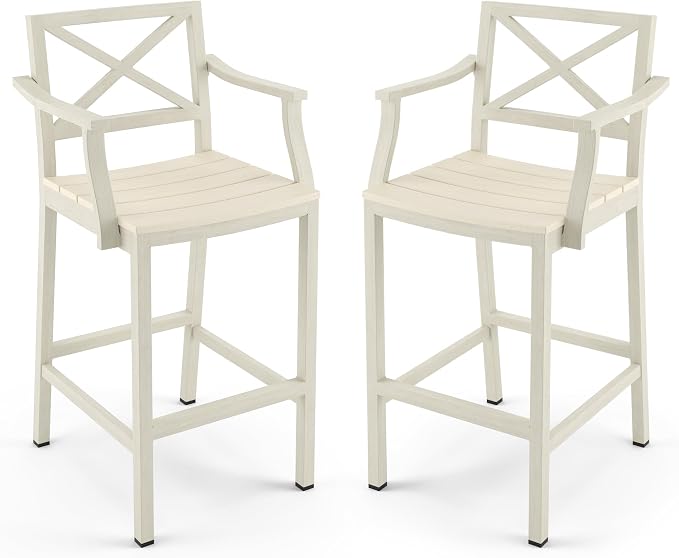 Outdoor Bar Stools Set of 2, 26 Inch All Weather HDPS Patio Counter Height by COZYMAN