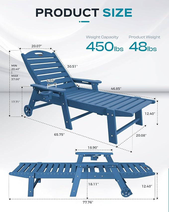 Ciokea Lounge Chair Outdoor, Oversized Chaise Lounge Chair - Image 3