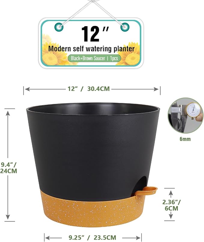 12 inch Large Self Watering Pots, Plant Pots - Image 2
