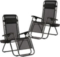 FDW Zero Gravity Chairs Set of 2 Black Lounge Patio Chairs Outdoor Yard Beach by FDW