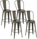 Giantex Metal Bar Stools Set of 4, Rubber Feet, Industrial Stackable Barstools by Giantex