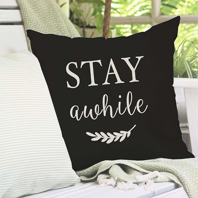 PANDICORN Welcome to Our Porch Stay Awhile Farmhouse Throw Pillow Covers 16x16 - Image 8