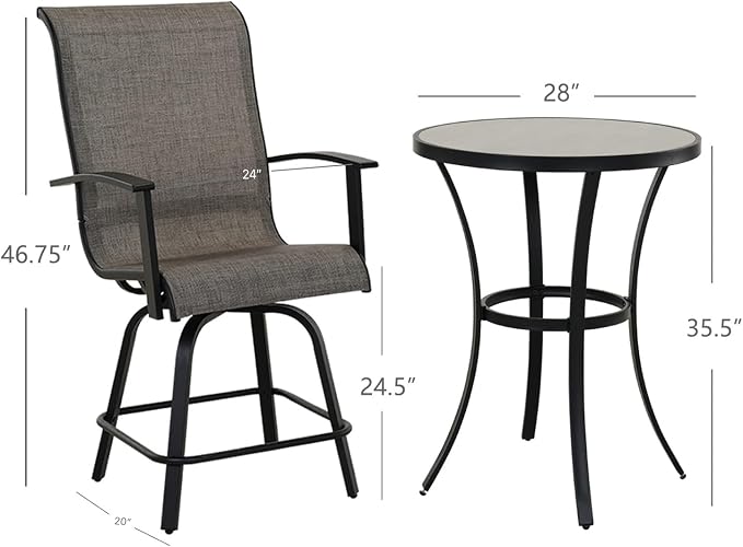 Grand patio 3 Piece Counter Height Patio Bar Set, Modern Round Bar Table and - Image 9