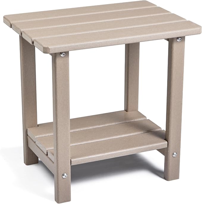 Adirondack Outdoor Side Table, 2-Tier Sturdy Patio End Table Weather Resistant by Apolimi