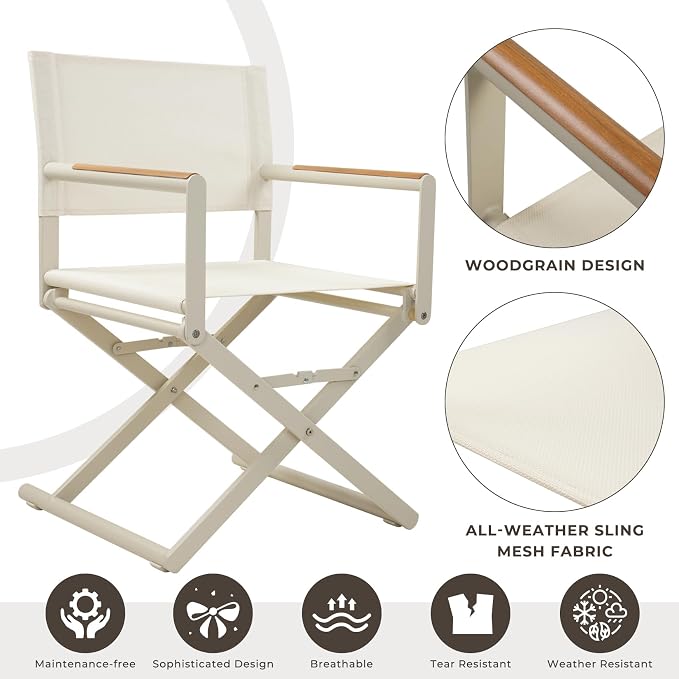 Grand patio 11-Piece Outdoor Dining Set, 10 Extra-Wide Folding Chairs & 1 - Image 3